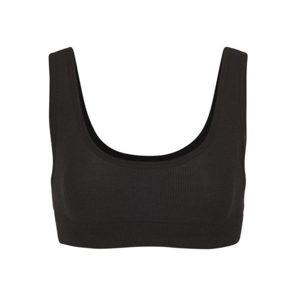 SKIMS Brushed Waffle Scoop Bralette - Onyx - Picture 1 of 5